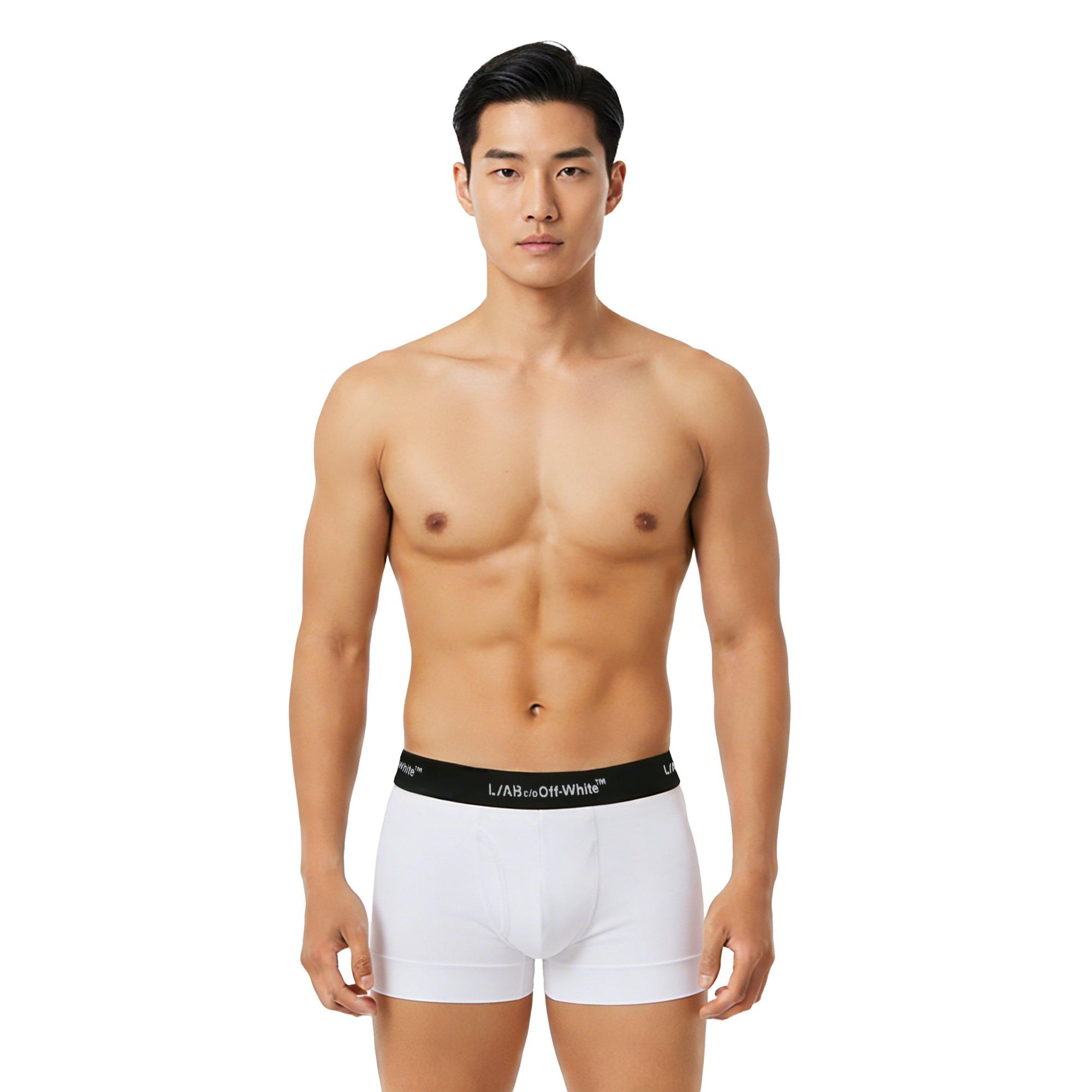 L/AB c/o Off-White Men's Horizontal Repeat 3" Trunk with Fly (3 Pack) - White - WHITE